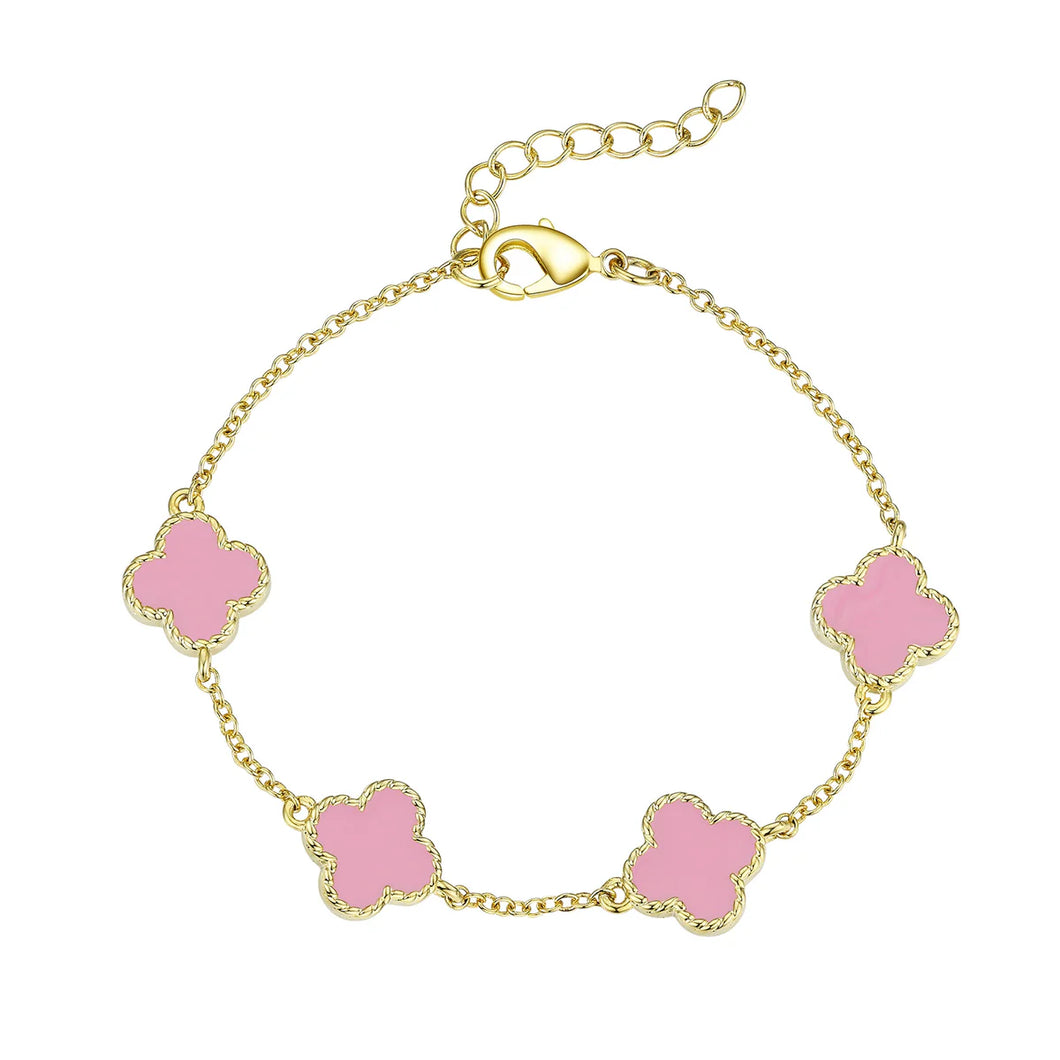 PINK FOUR LEAF CLOVER BRACELET