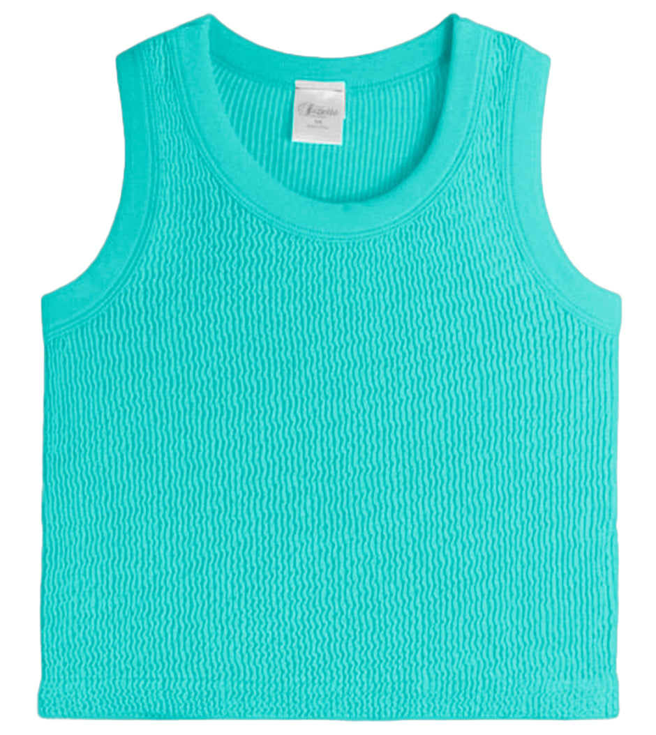 SMOCKED TANK- TURQUOISE