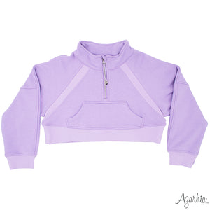 CROP ZIP SWEATSHIRT- LAVENDER