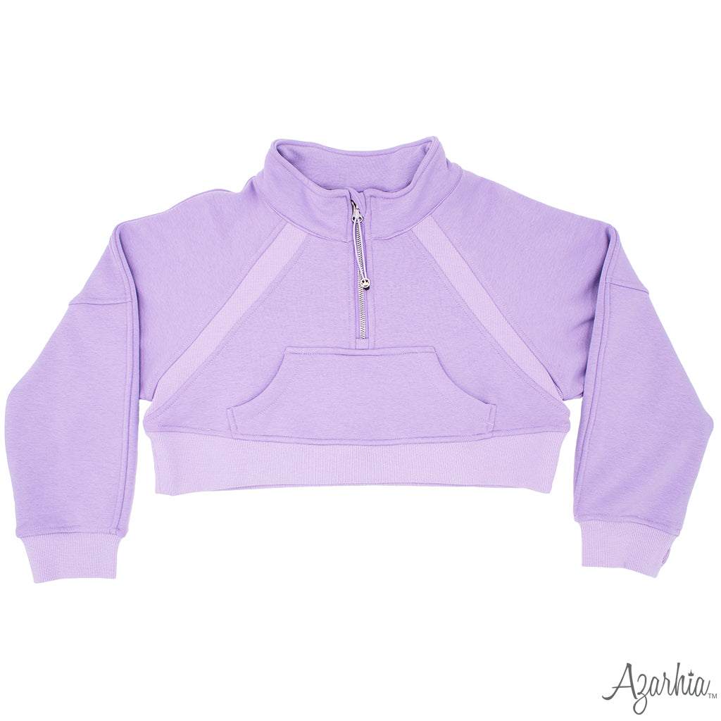 CROP ZIP SWEATSHIRT- LAVENDER