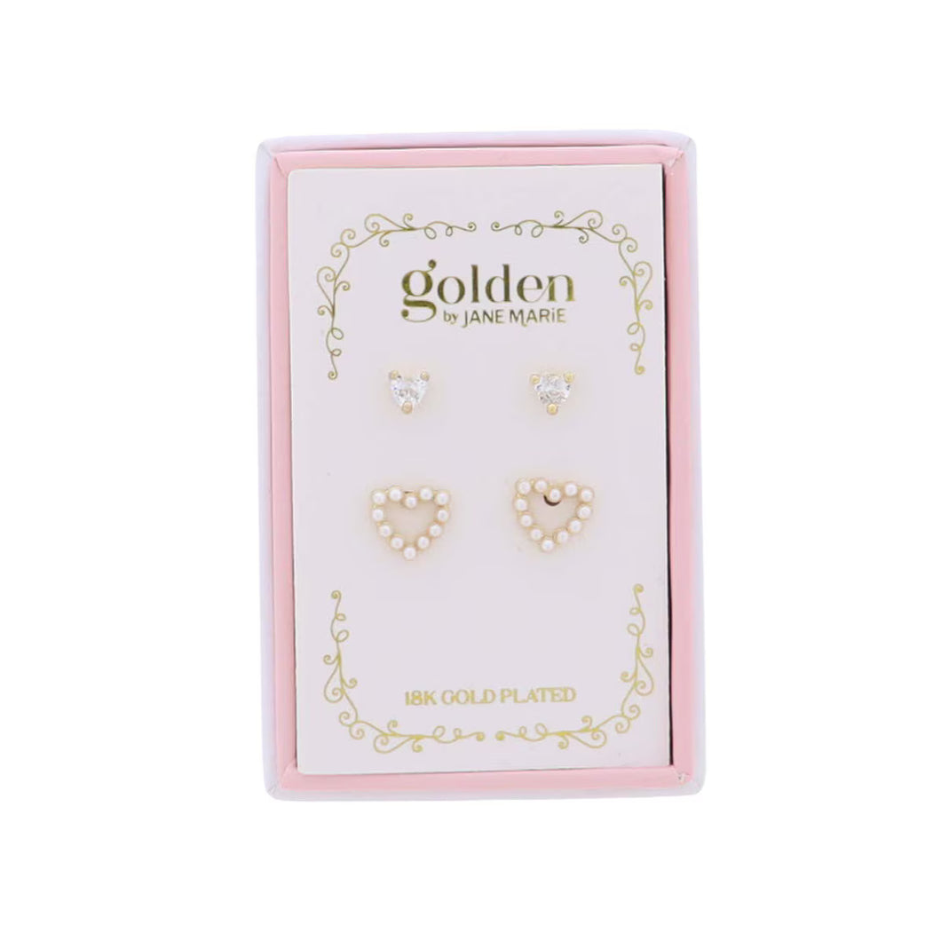 PEARL HEART EARRING SET