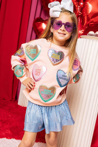 PINK CANDY HEARTS SWEATSHIRT