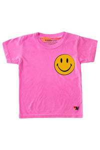 SMILEY TEE- NEON PINK