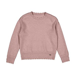 SCALLOPED SWEATER- ROSE