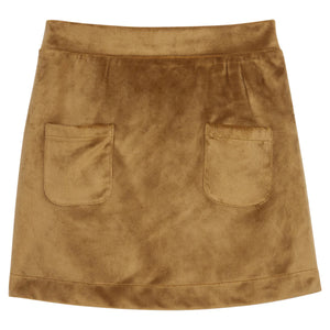 MINI SKORT- BROWN FAUX SUEDE