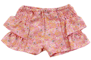 PEACH FLORAL RUFFLE SHORT