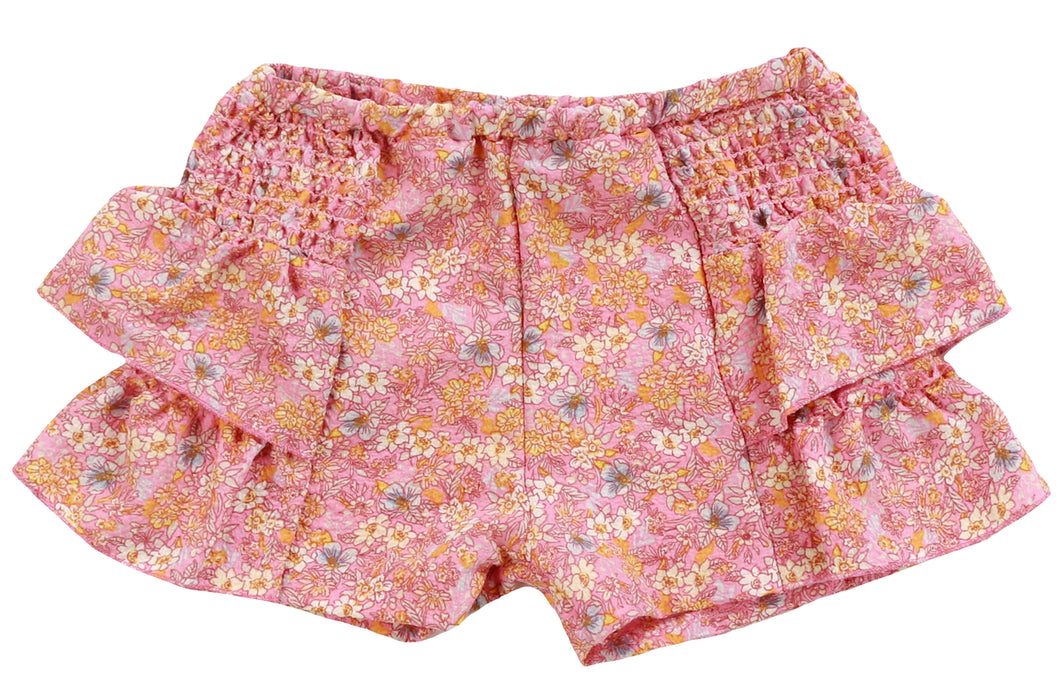 PEACH FLORAL RUFFLE SHORT