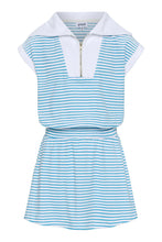 Load image into Gallery viewer, WYNNE DRESS- TURQ/WHITE TERRY
