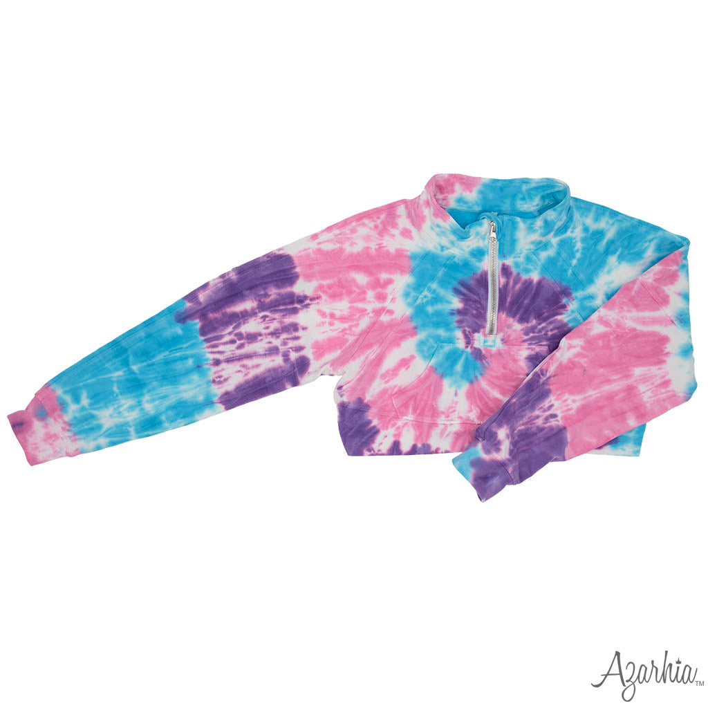 CROP ZIP SWEATSHIRT- TIE DYE