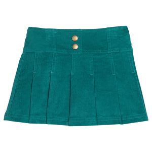 PLEATED MINI SKIRT- PEACOCK VELVET