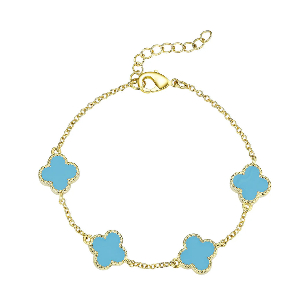 TURQUOISE FOUR LEAF CLOVER BRACELET