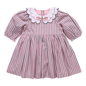 DARCY DRESS- PINK GREEN STRIPE
