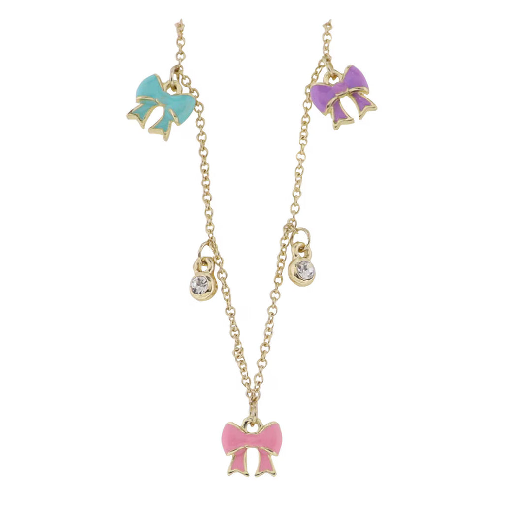 MULTI BOWS CRYSTALS NECKLACE