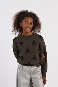 KNITTED STAR SWEATER- KHAKI