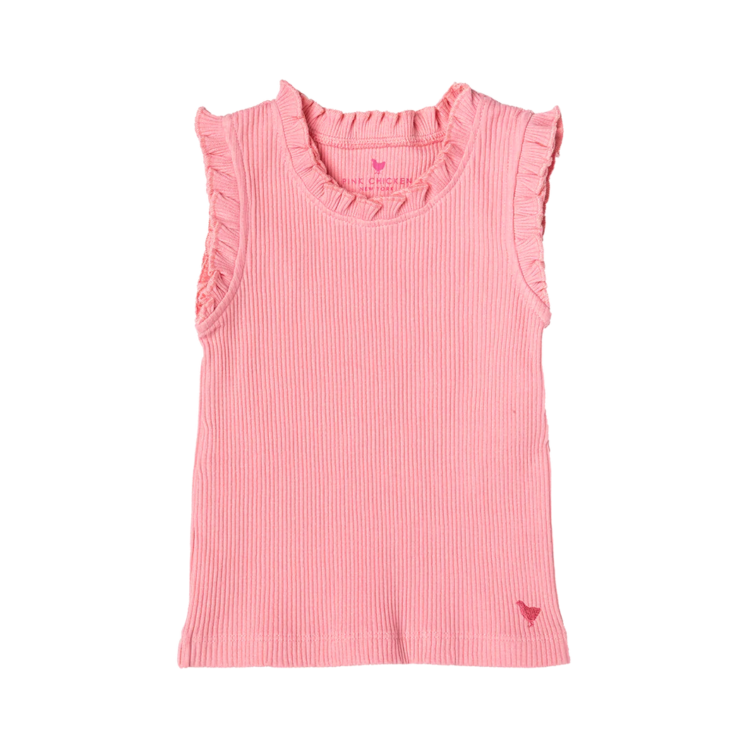 RUFFLE TANK- PEONY