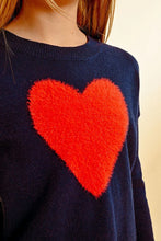 Load image into Gallery viewer, NAVY KNITTED HEART SWEATER