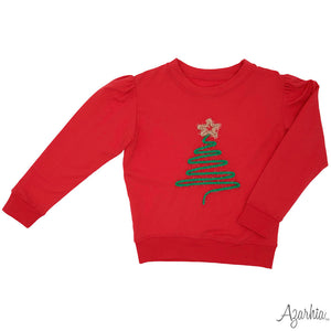 RED TINSEL CHRISTMAS TREE SWEATSHIRT