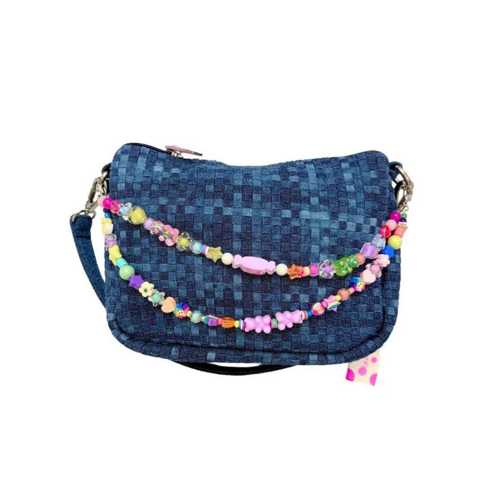 DENIM WEAVE CHARM BAG