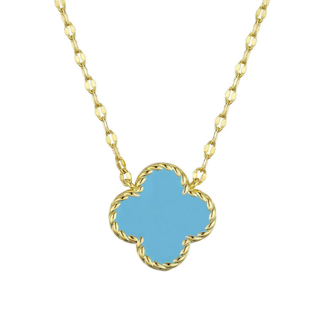 TURQUOISE FOUR LEAF CLOVER NECKLACE