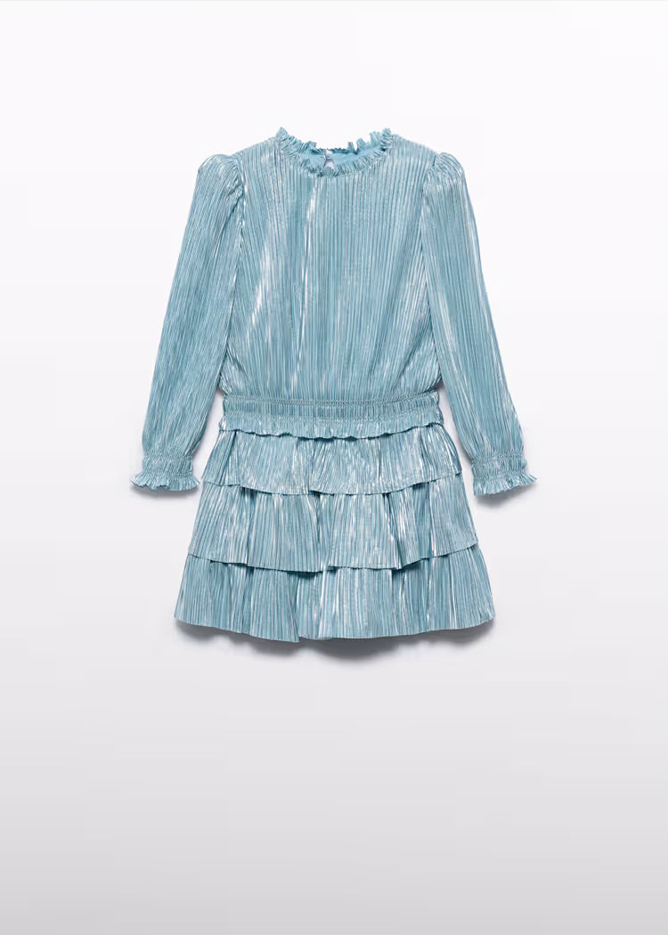 Pleated Knit Skirt Set - Aqua