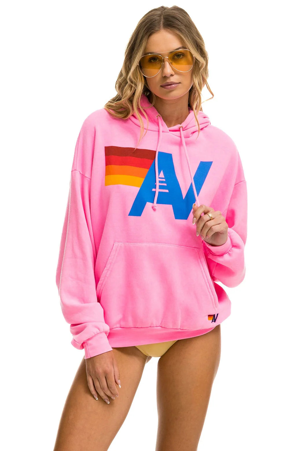 LOGO RELAXED HOODIE- NEON PINK