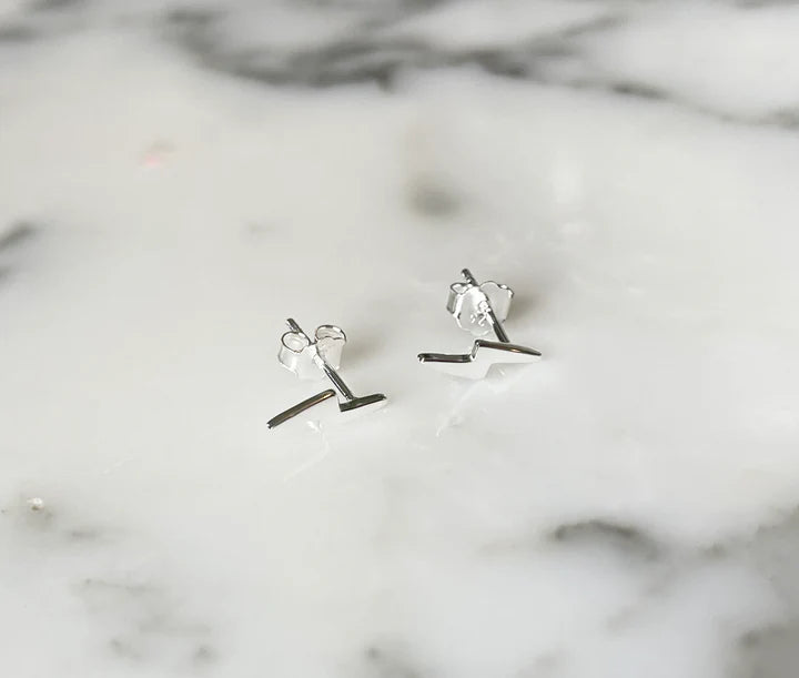 SILVER LIGHTNING BOLT EARRINGS