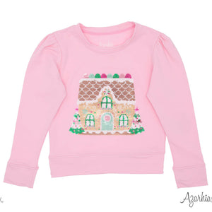SEQUIN GINGERBREAD HOUSE SWEATSHIRT