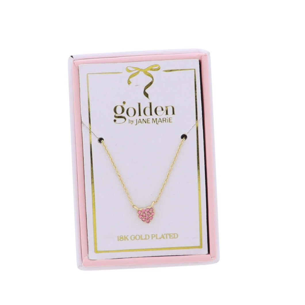 PINK CRYSTALS HEART NECKLACE