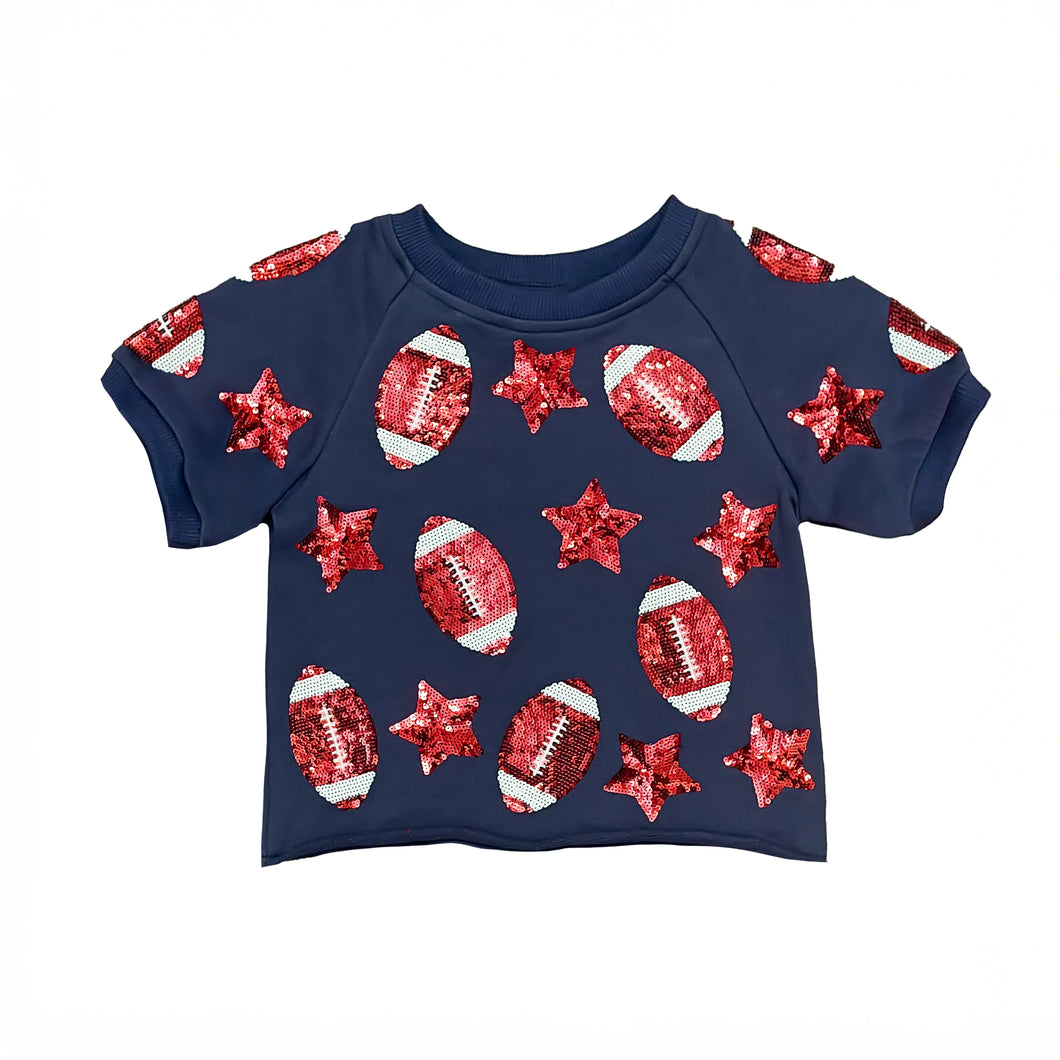 NAVY & RED FOOTBALL TOP