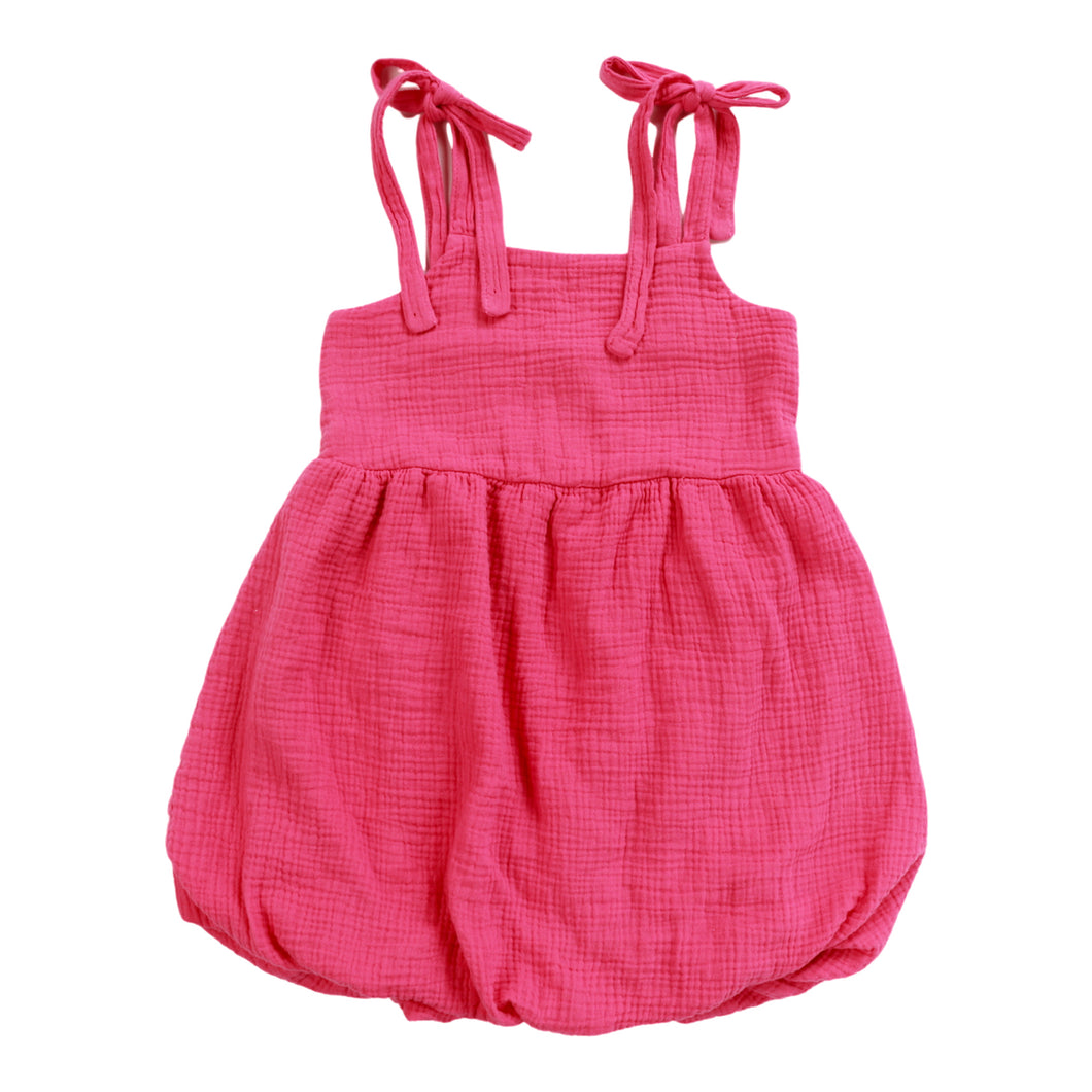 GAUZE BUBBLE DRESS- HOT PINK