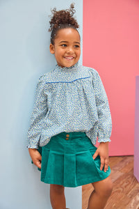 PLEATED MINI SKIRT- PEACOCK VELVET