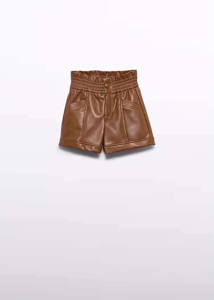 Leather Shorts - Camel