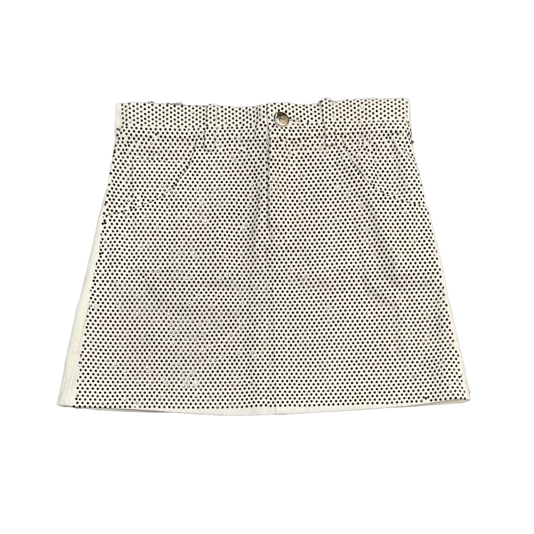 STUDDED DENIM SKIRT- WHITE