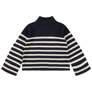 GOVINA SWEATER- BLUE CREAM
