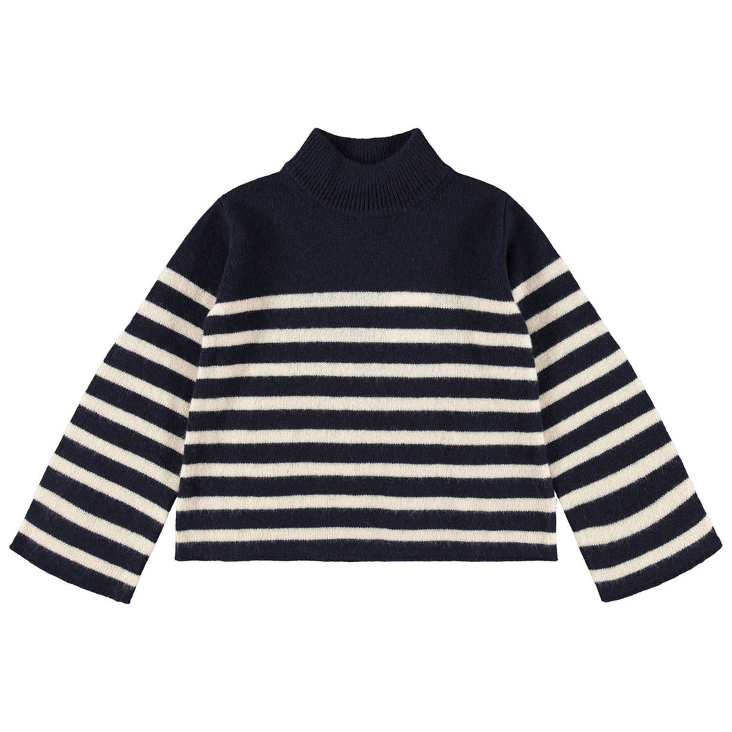GOVINA SWEATER- BLUE CREAM