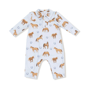 BLUE HORSES LS ROMPER