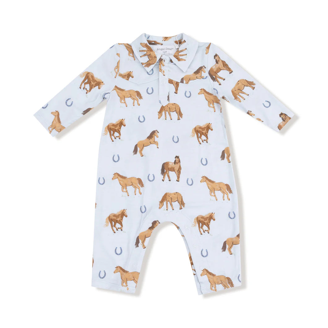 BLUE HORSES LS ROMPER