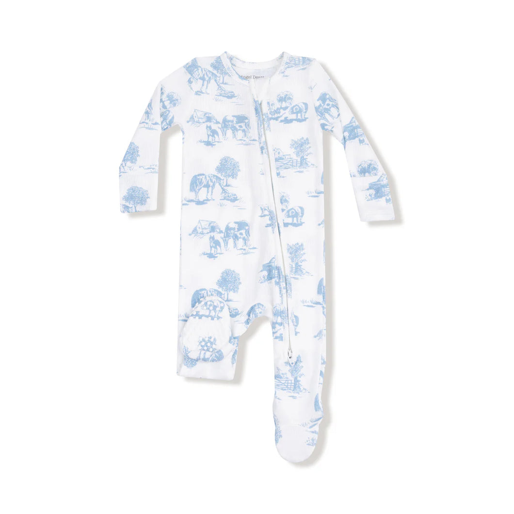 BLUE FARM TOILE FOOTIE