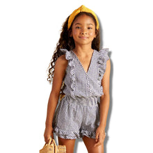 Load image into Gallery viewer, RAJA NAVY BLUE GINGHAM ROMPER