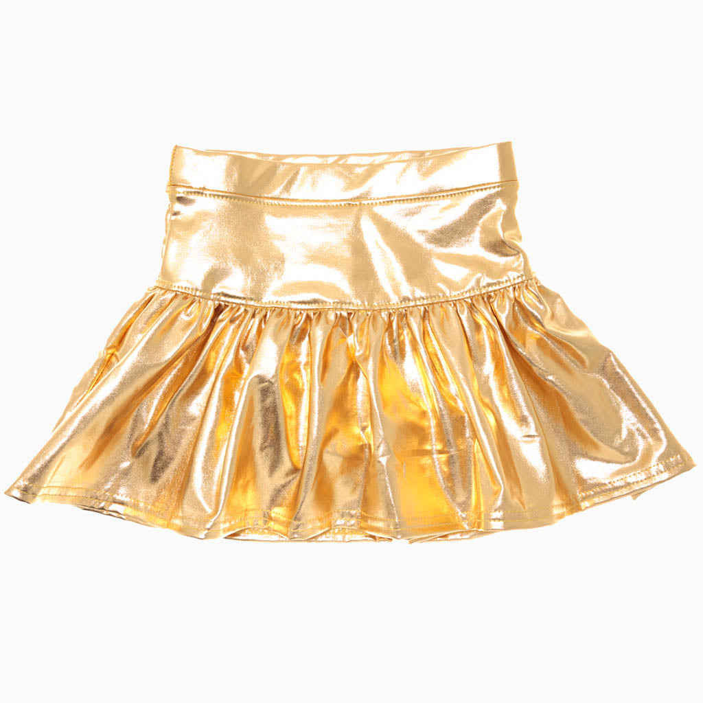 METALLIC SKORT- GOLD
