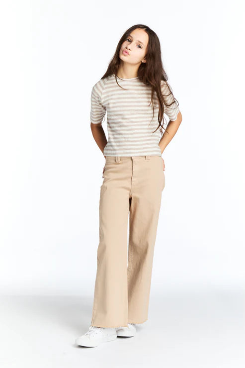 WIDE LEG ANKLE CROP- KHAKI
