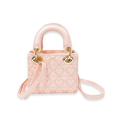 HEART QUILTED BAG- PINK