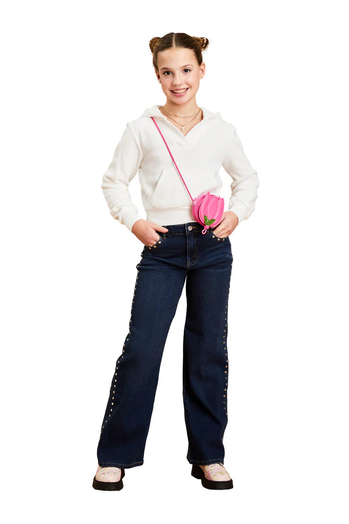 STUD SEAM WIDE LEG- DARK INDIGO