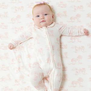 ZIPPER FOOTIE - PINK TOILE