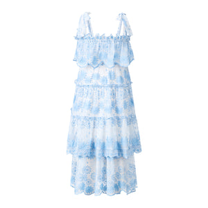 LENA EMBROIDERED MAXI- BLUE