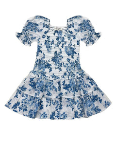 MIRRORBALL DRESS- BLUE PEONIES