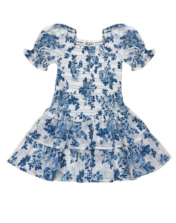 MIRRORBALL DRESS- BLUE PEONIES