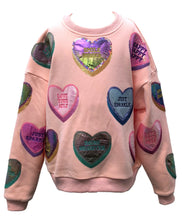 Load image into Gallery viewer, PINK CANDY HEARTS SWEATSHIRT