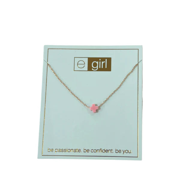 SMALL CROSS NECKLACE- PINK