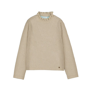 KNITTED GLITTER TURTLENECK- OAT